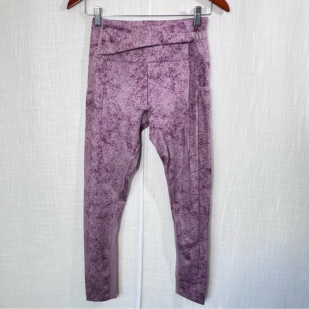 Gymshark Purple Splatter High Rise 7/8 Workout Gym Athletic Leggings Sz S